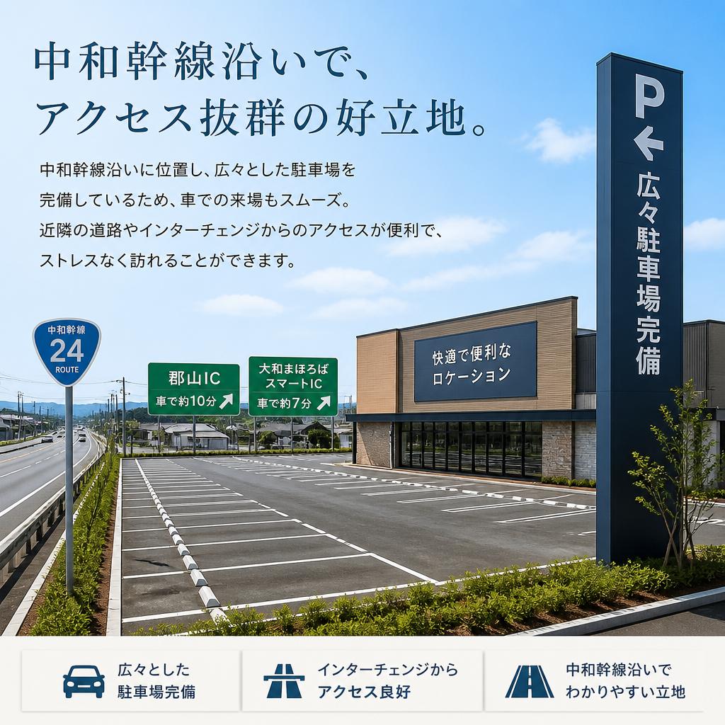 アクセス抜群な駐車場完備